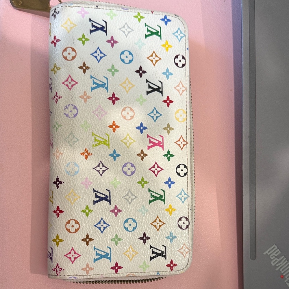 Authentic Louis Vuitton White Multicolor Monogram Wallet